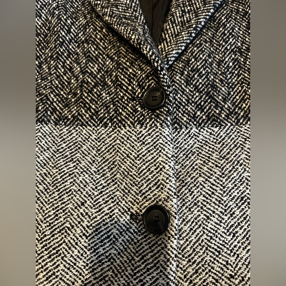 Sam Edelman Houndstooth Colorblock‎ Gray Wool Blend  2 Button Coat Sz 14 - Picture 8 of 8
